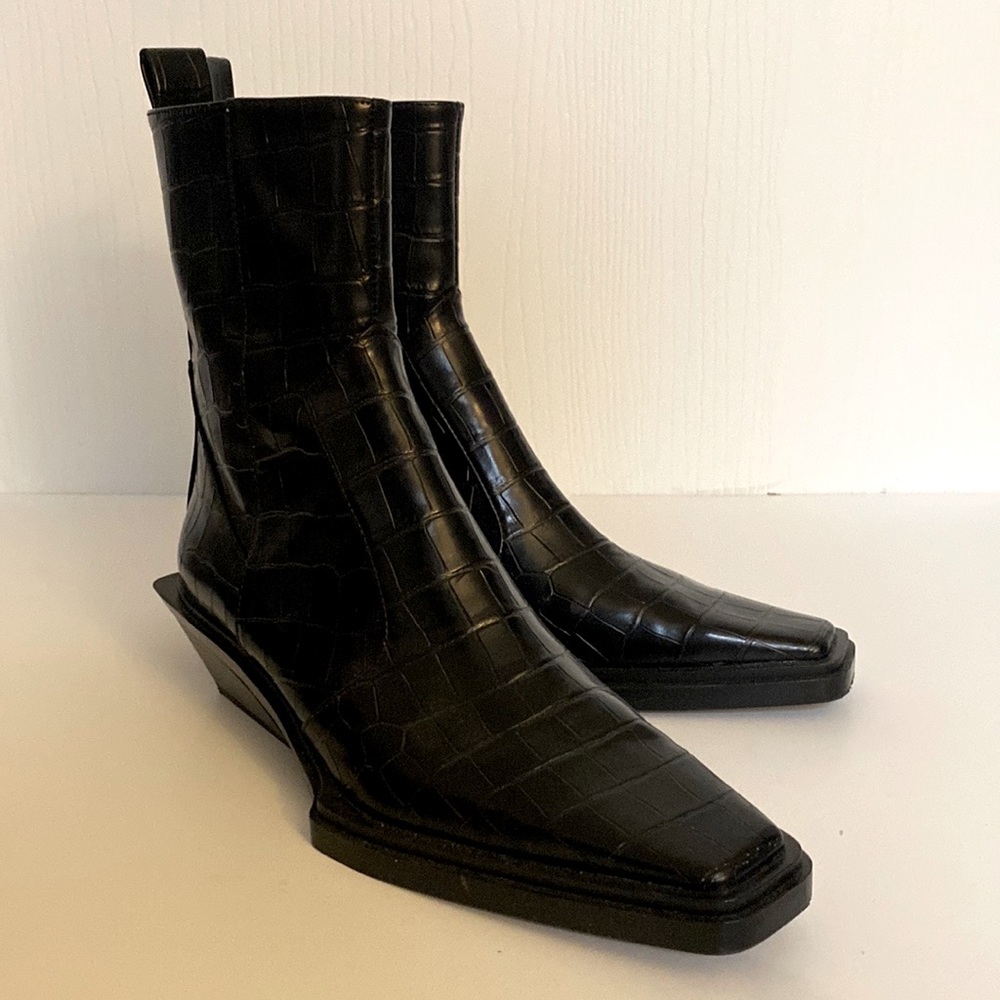Zara Croc Print Cowboy Boot